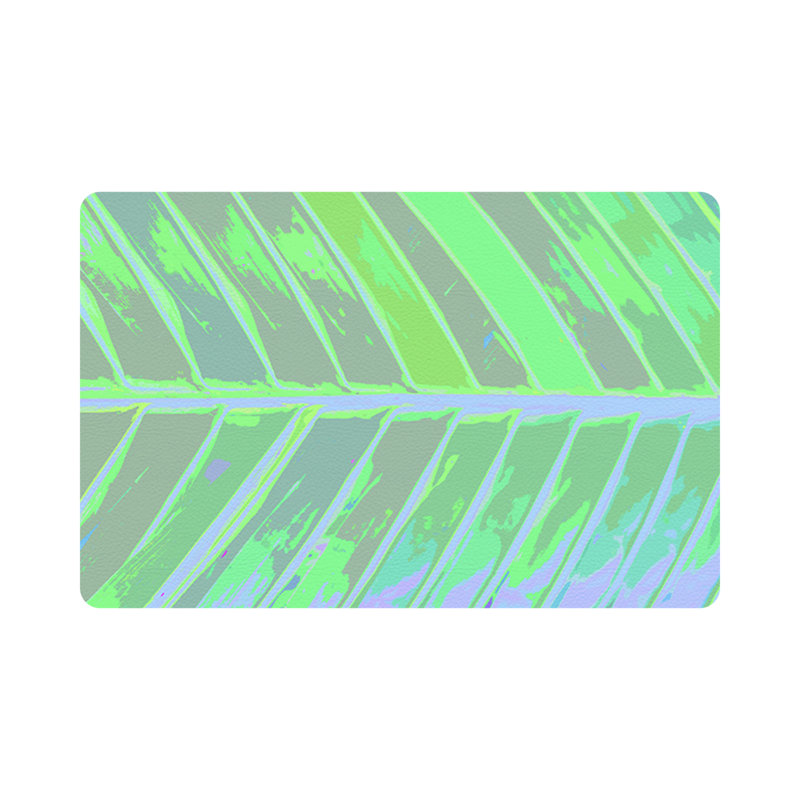 Tropical Leaf Vegan Leather Rectangle Pebble Placemat, Colony