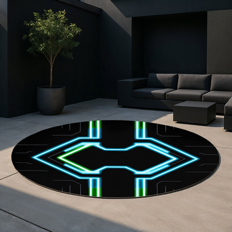 Technotronic Spark Indoor And Outdoor Area Rug, Round 5'