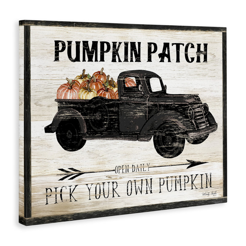 «Pumpkin Patch Farm Sign Fall Harvest Cueillette» par Cindy Jacobs - publicité imprimée, H 24 po x l 30 po
