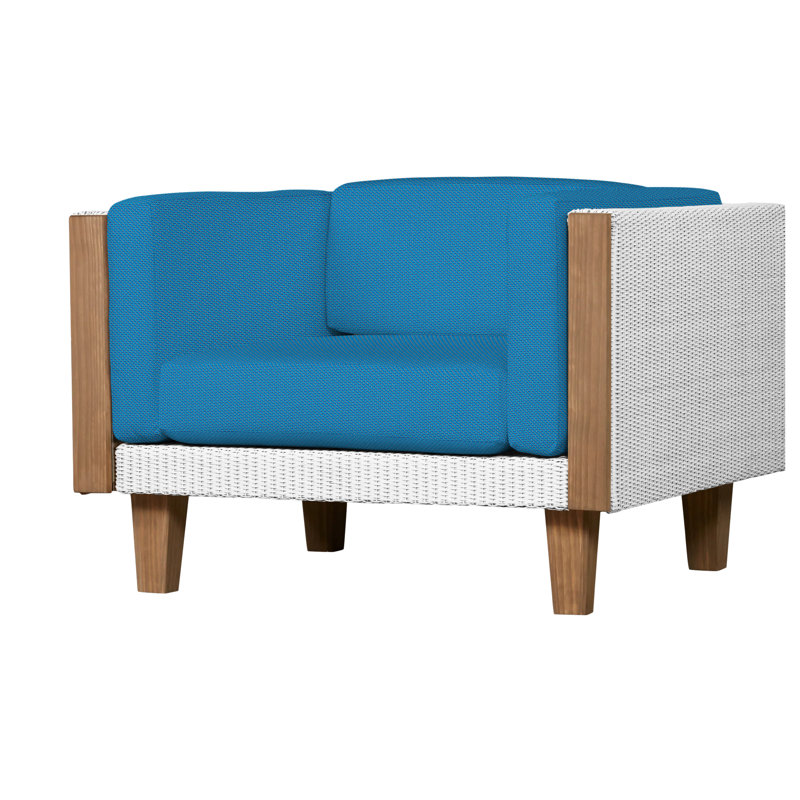 Catalina Outdoor Teak Lounge Chair, White, Demo Skyway