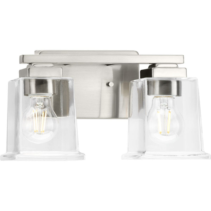 Gilmour Brushed Nickel 2-Light Vanity with Clear Glass Shades