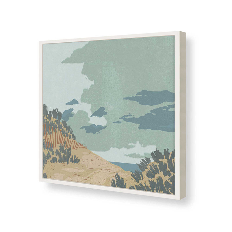 Dunes and Fences II, reproduction sur toile dans un cadre, H 21,5 po x l 21,5 po, Blanc opaque