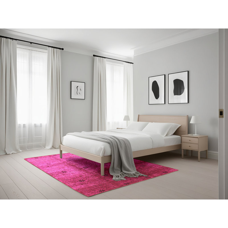 Tapis rose Mid-Century moderne 3206, Rectangle 5 pi x 7 pi
