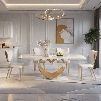 Modern light luxury rectangular dining table sets. by ZKuylo