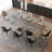 Tanjala 9 - Piece 110.23'' Extendable Sintered Stone Dining Table with 8 Leather Chairs Dining Set-1572612387