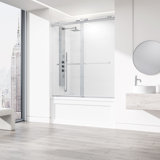 Houston 56-60" W x 66" H Double Sliding Frameless Tub Door with 3/8" Clear Glass