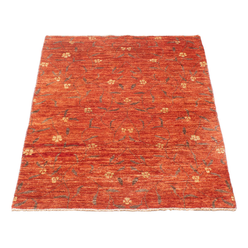 Tapis rouge / crème en laine noué à la main de conception unique 3 pi 9 po x 6 pi nouvel âge Amagon