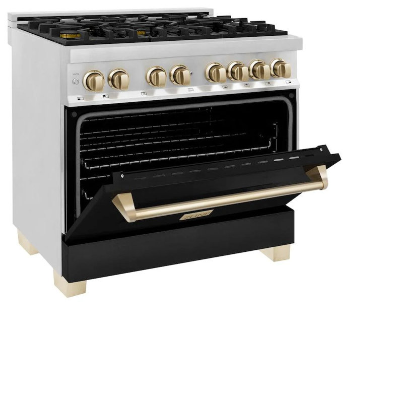 Cuisinière à gaz ZLINE autographe 36 po avec 6 brûleurs ZLINE, Or poli