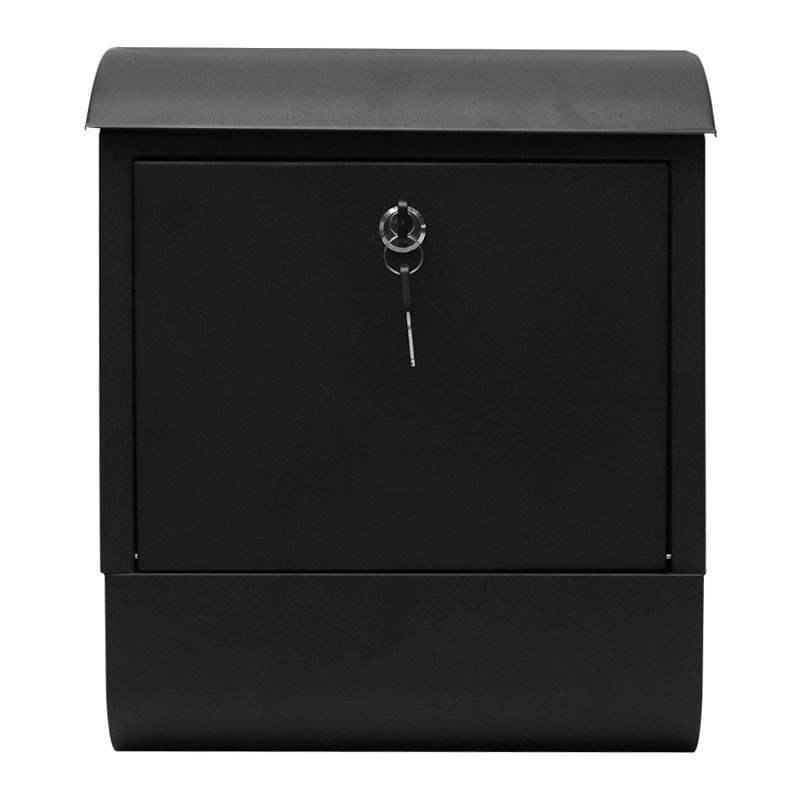 Contemporary Black Steel Wall Mounted Lockable Mailbox with Keys