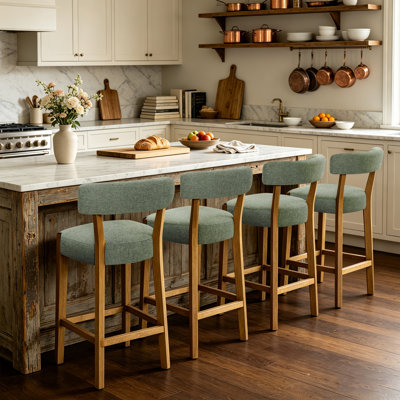 26" Upholstered Counter Height Bar Stool with Solid Wood Frame