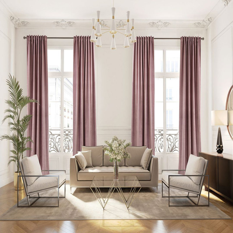 Panneau simple décoratif extra large en velours mat sur mesure, L 52 po x L 132 po, 77 RUDDY ROSE