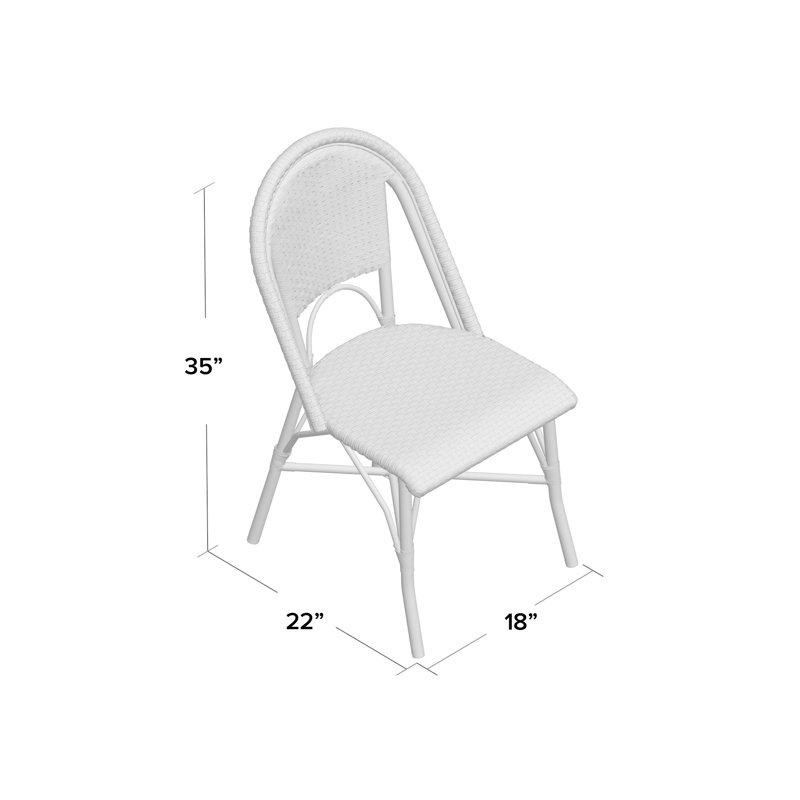 Chaise d'appoint de patio en osier / rotin Casidy, Blanc / Gris