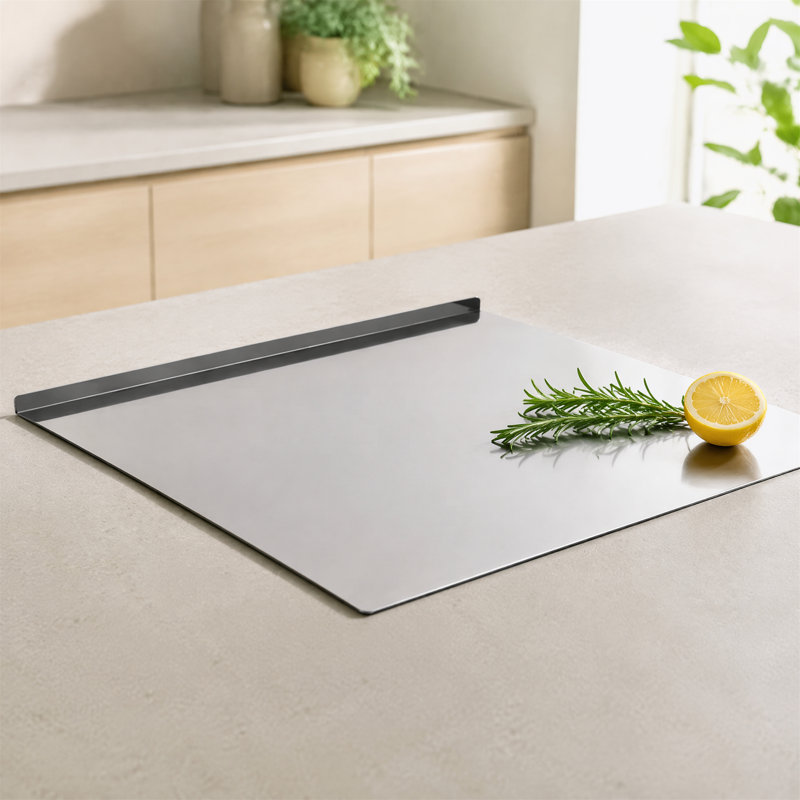 Planche à découper en acier inoxydable brossé, planche d'extension de plan de travail antidérapante, planche à découper polyvalente / tapis de pâte, convient pour combler les espaces autour de l'évier et pour la préparation des aliments