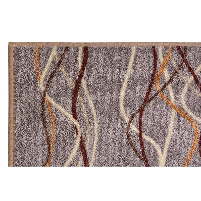 Striped Gray Slip Resistant Low Pile Rug, Runner 2'8" x 8'