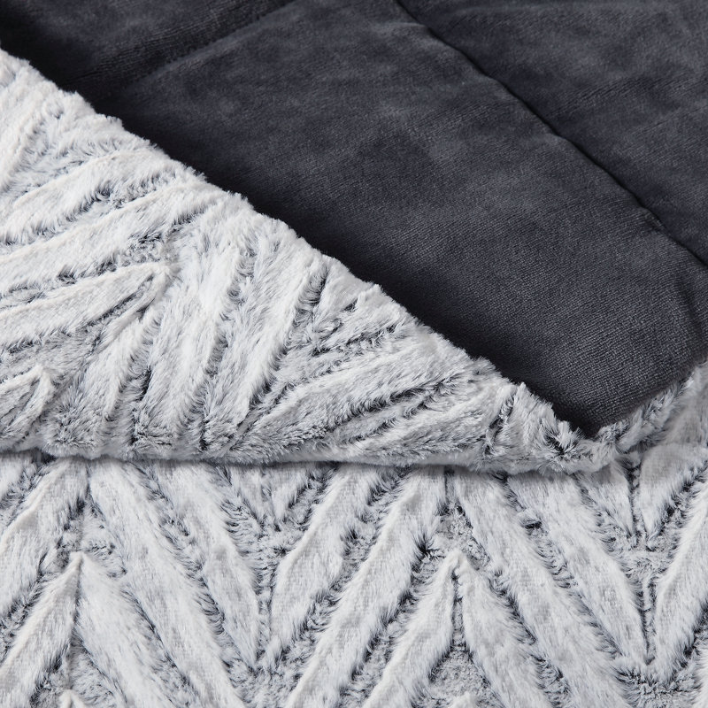 Gray Chevron Faux Fur Luxury Throw Blanket 60" x 70"