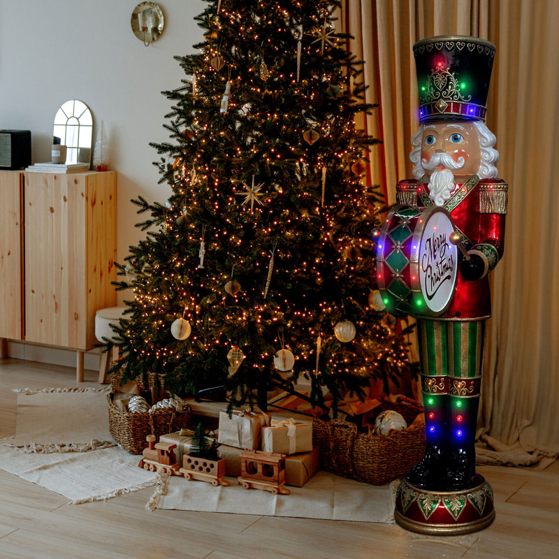 6-Ft Red and Green Nutcracker with Drum and LED Lights