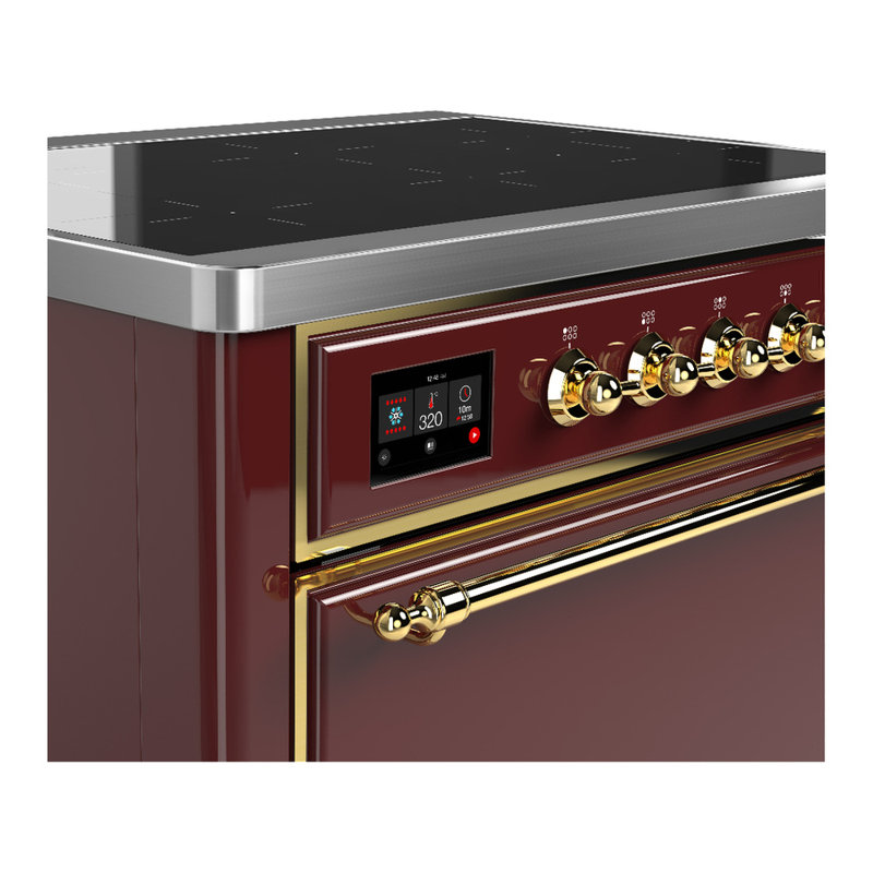 Cuisinière à induction 36 pouces avec 6 éléments à induction en bourgogne Majestic III Series (garniture laiton), Laiton