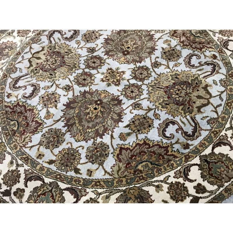 Tapis bleu clair et ivoire noué à la main de haute qualité