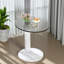 Table d'appoint de 22 pouces pour le verre, table de bout ronde moderne en verre trempé, table basse ronde en verre, petite table convenant au salon, au café, à la maison et au bureau-1065123485