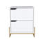 Table de chevet Brookland, table de chevet avec tiroirs doubles et base robuste, fini blanc / macadamia-241562233