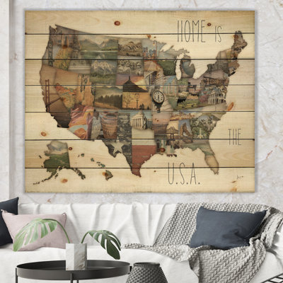 « instastates monuments map », impression sur bois