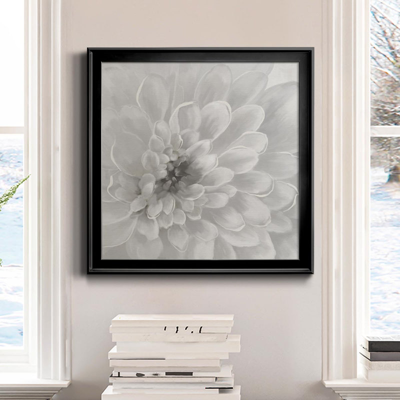 Dahlia - Peinture sur toile encadrée, Cadre noir, H 26,5 po x l 26,5 po x P 1,5 po