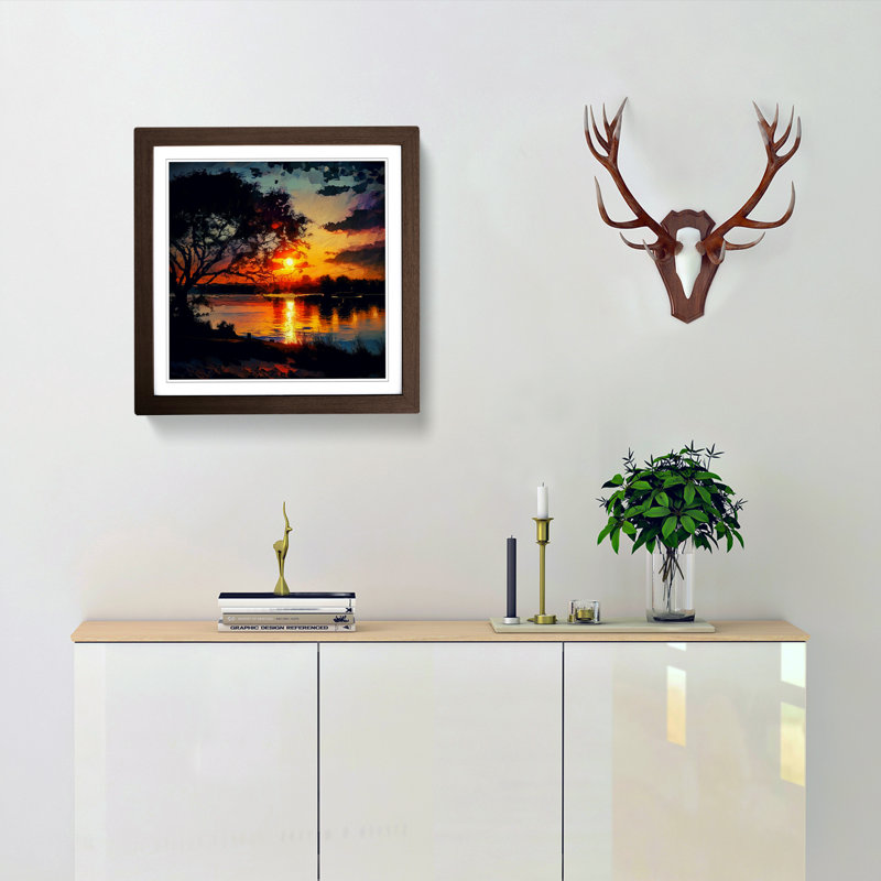 Sunset Post-Impressionism - Framed Print, Walnut