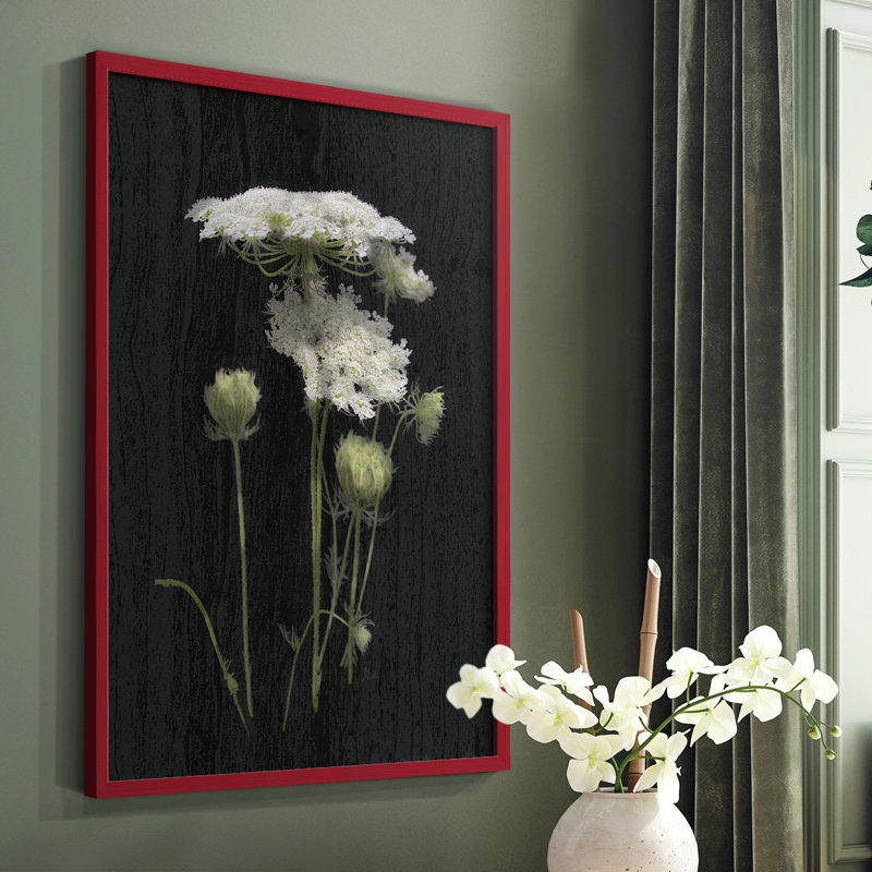 Reproduction encadrée de Queens Lace II - bois massif, H 10 po x l 8 po, Rouge