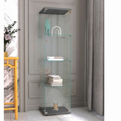 Vitrine en verre avec 4 tablettes et porte