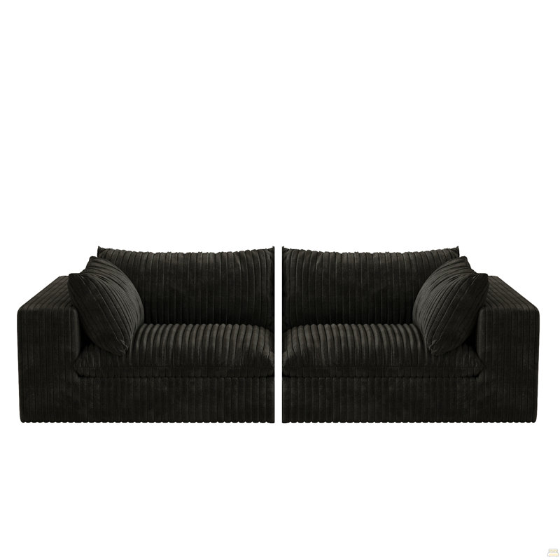 2 places, 24.1" H x 79.2" W x 39.4" D, Noir