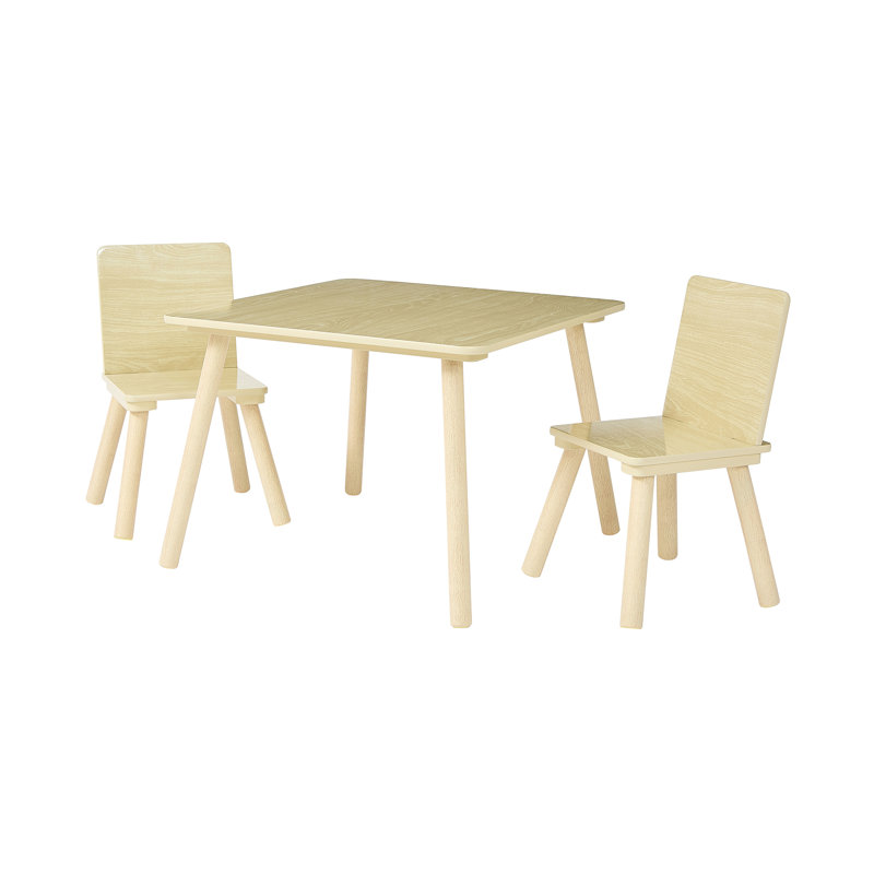 Kids Table and Two Chairs Set, Beige