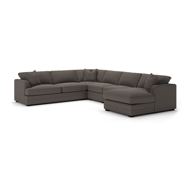 Canapé modulaire 5 pièces Edan, Tissage natté gris anthracite Drusky Sustain®, Orienté à droite