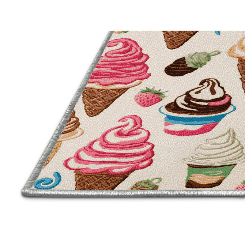 Washable Frozen yogurt Desserts Area Rug, Rectangle 6' x 9'
