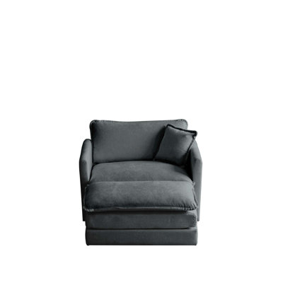 Raidon Modern Chenille Accent Chair with Ottoman
