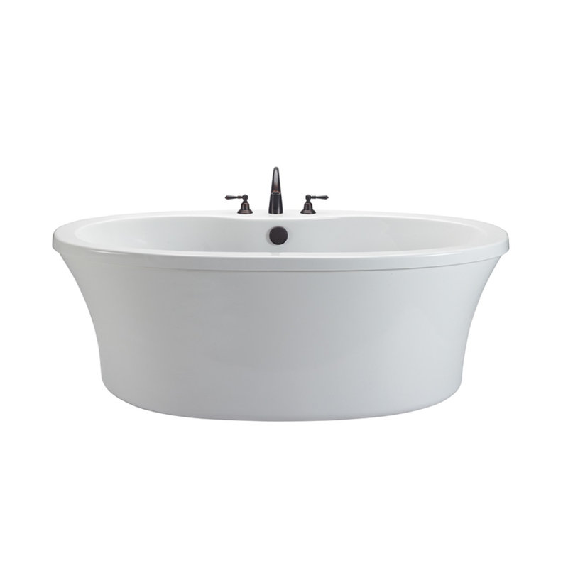 66" x 37" Freestanding Soaking Acrylic Bathtub, White