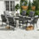 Ensemble repas de patio 7 pièces en métal de qualité supérieure avec coussins - chaises résistantes à la rouille et table rectangulaire