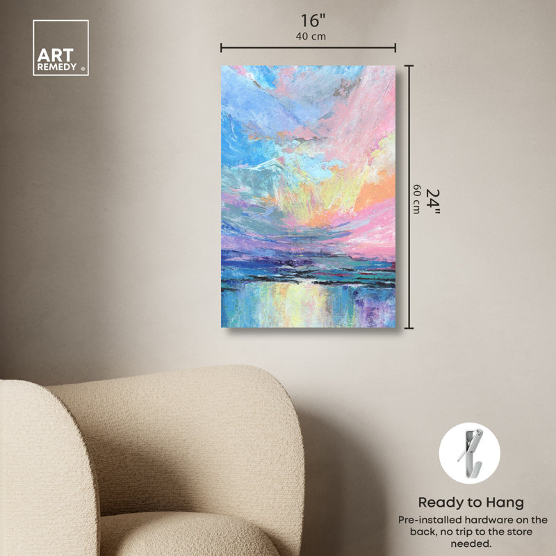 Nature's Colors Abstract Canvas Wall Art in Pastel Hues, 24" x 16"