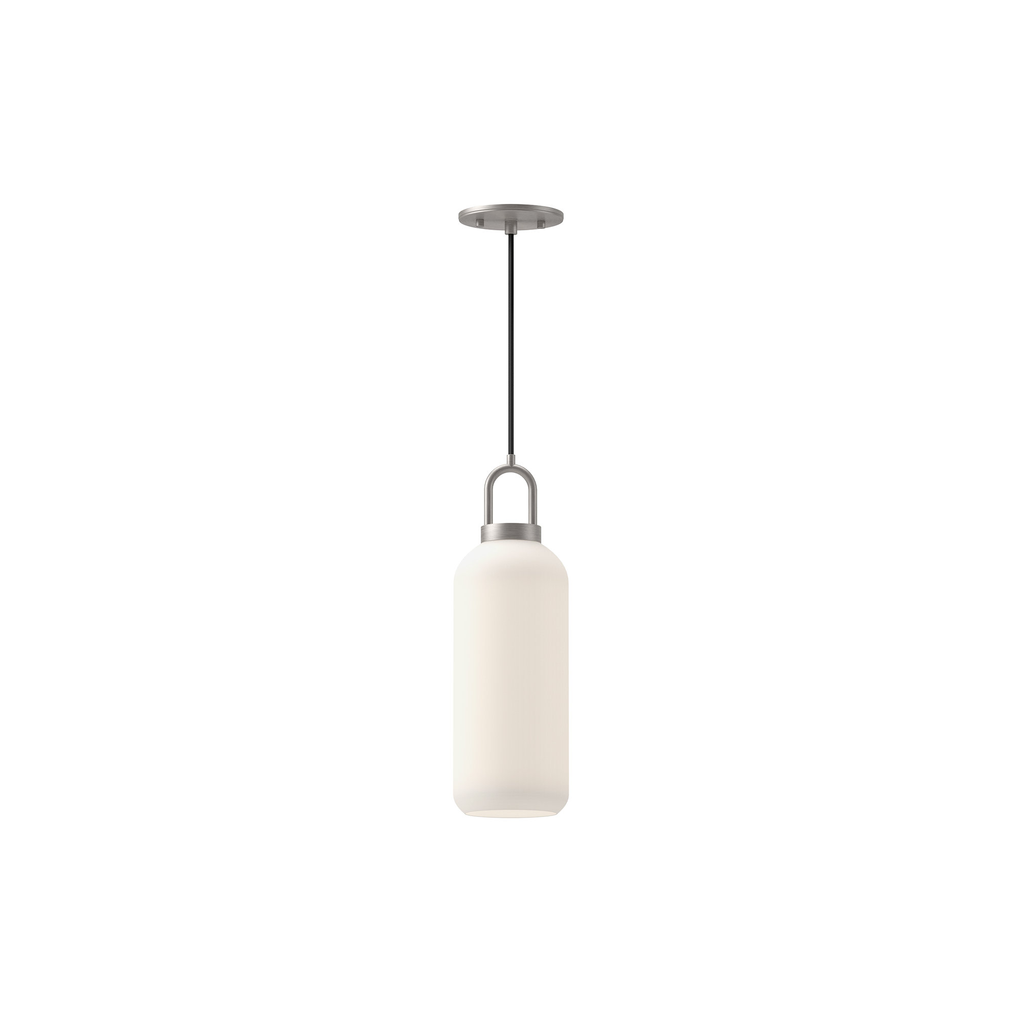 Minneapolis Single Light Glass Pendant, Opal, Brushed Nickel, 14.875" H x 5.125"W  x  5.125" D 