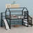 Metal House Loft Bed With Slide，Stairs And Storage Shelves-774587991-787981548