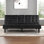 Futon canapé-lit de style contemporain convertible en table capitonnée et siège rabattable avec porte-gobelet USB