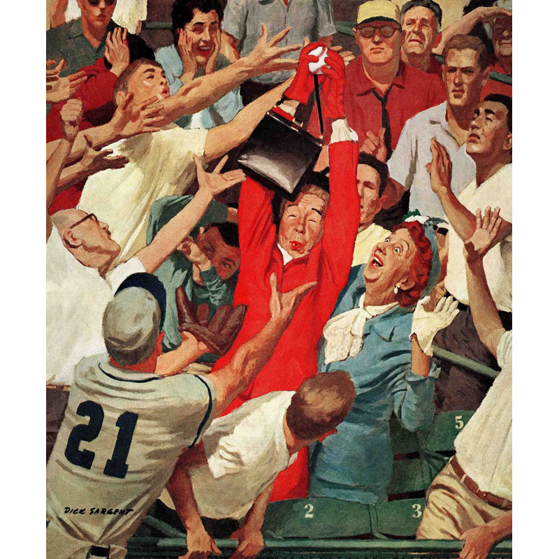 «Grandma Catches Fly Ball» par Richard Sargent, reproduction sur toile tendue, H 48 po x l 40 po x P 1,5 po