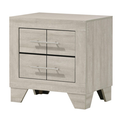 2-Drawer Nightstand Bedside Table Rustic Cream
