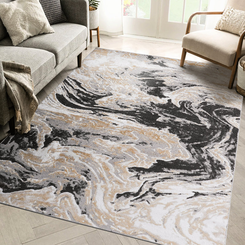 Tapis tissé et gris 6 x 9, teint, sans perte de poils, convenant aux maisons chaudes, salon, chambre à coucher, salle à manger, bureau, élégant et tapis 6 x 9, sans perte de poils