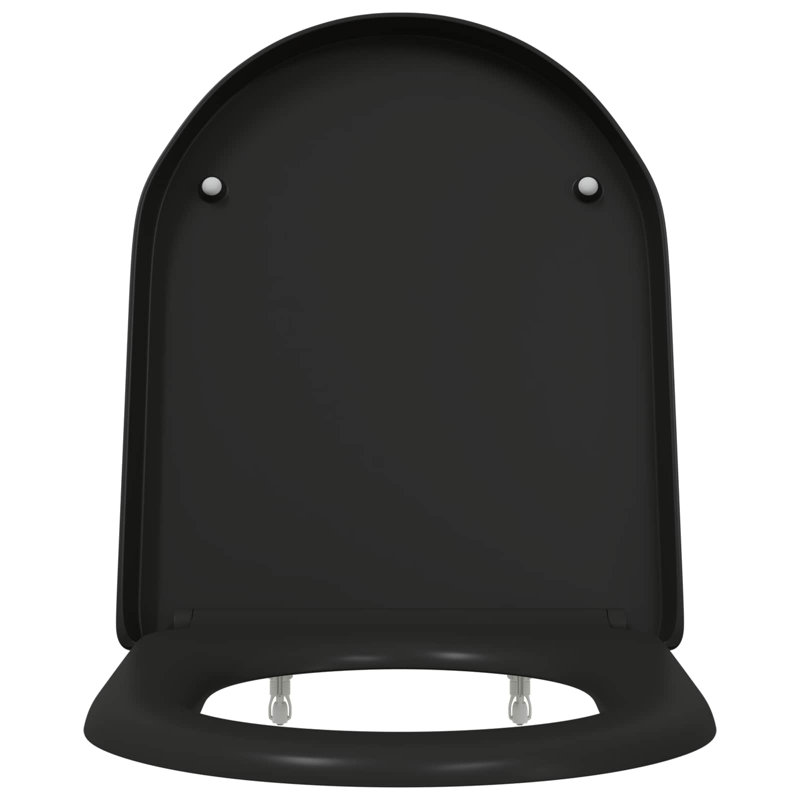 Grey Plastic Standard Adjustable Armrests Toilet Seat Oval, Black