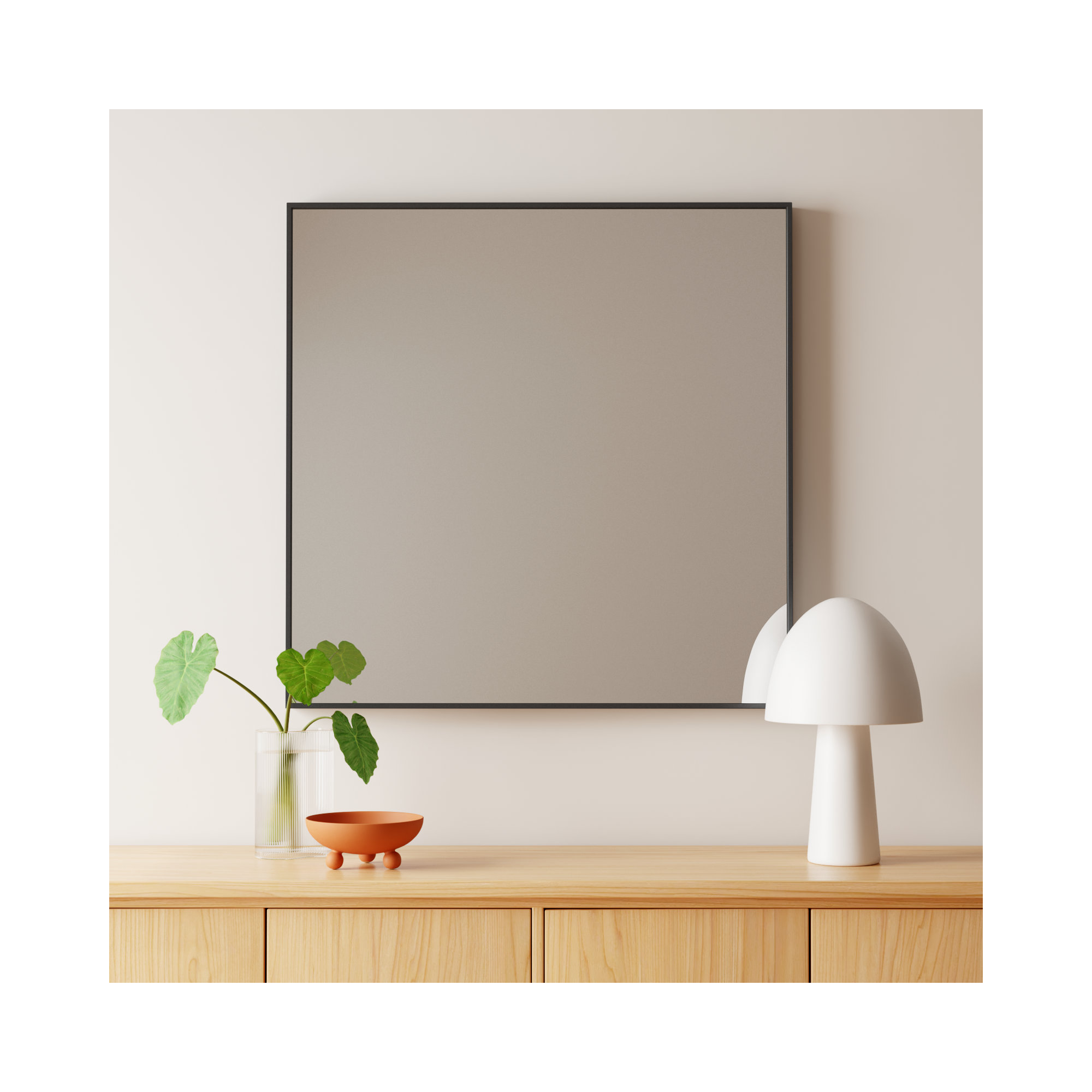 Sabine Metal Rectangle Wall Mirror, Black, 36" x 36"