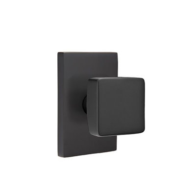 Emtek Privacy Knobset w/ Modern Rectangular Rosette and Square Knob