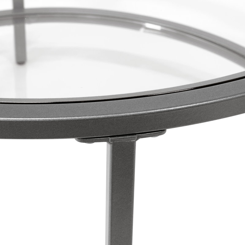 Table basse Emmi, Étain / verre transparent