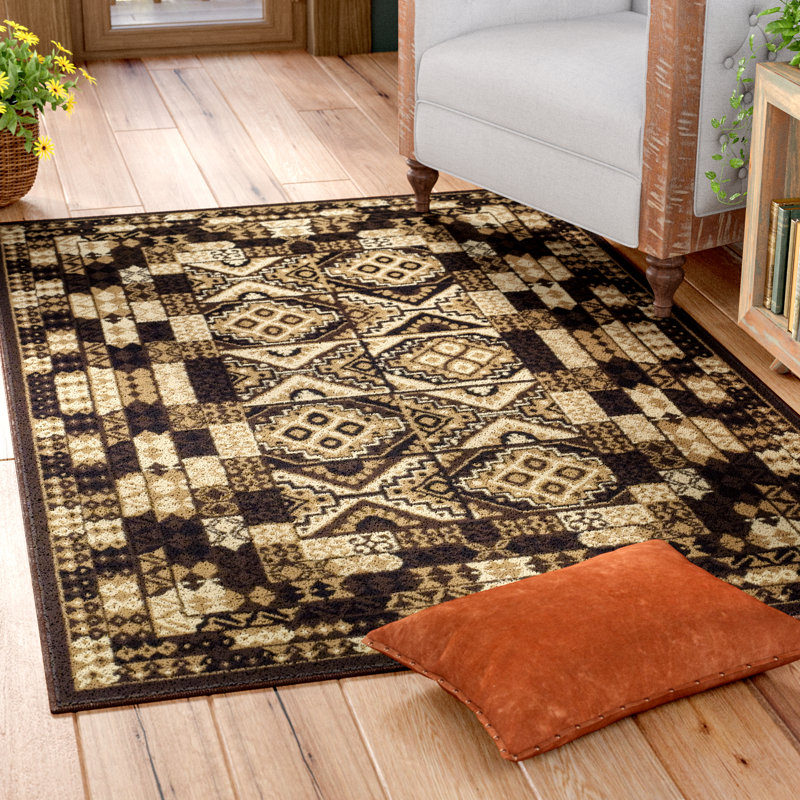 Tapis brun / beige / noir Padillo, Rectangulaire 8 pi x 10 pi