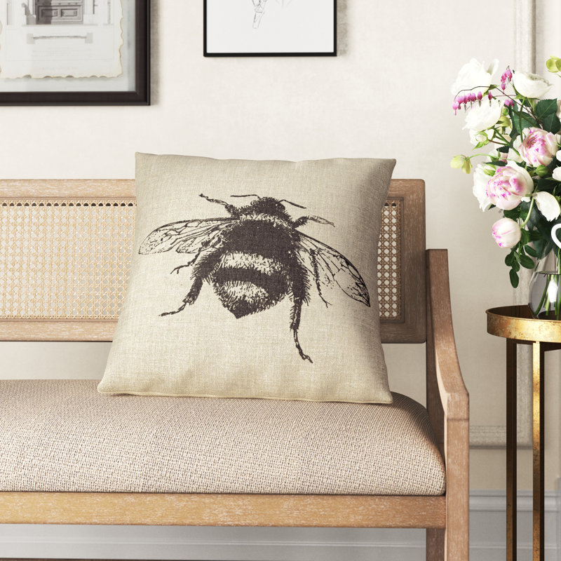  Pen-and-Ink Bee 18" Pillow Cover