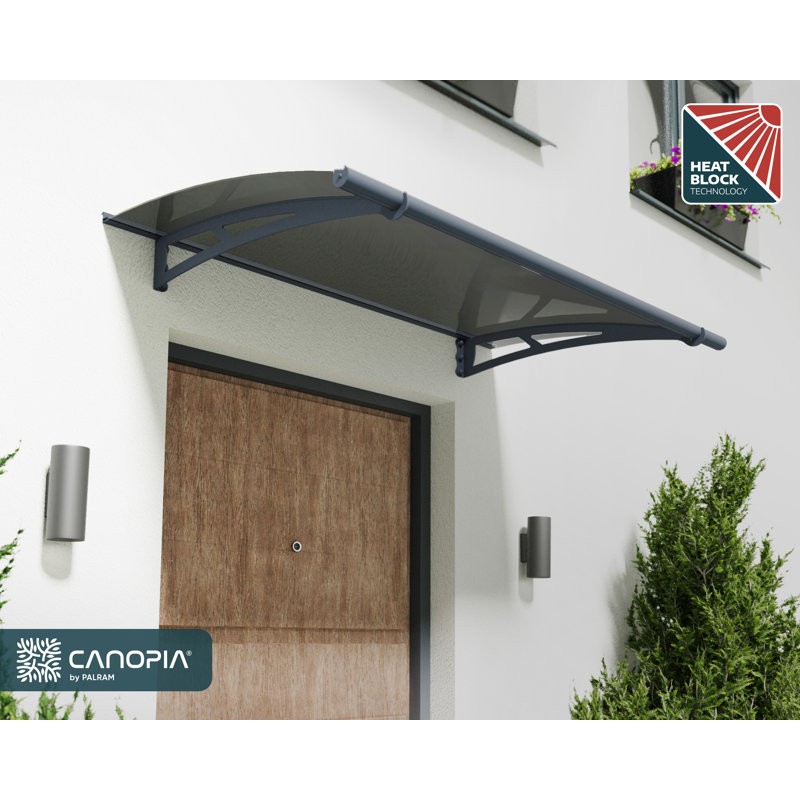 Palram - Canopia Aquila 4'11" W X 3' D Acrylic Galvanized Steel Convex Door Awning Gray/Solar Gray, Gray